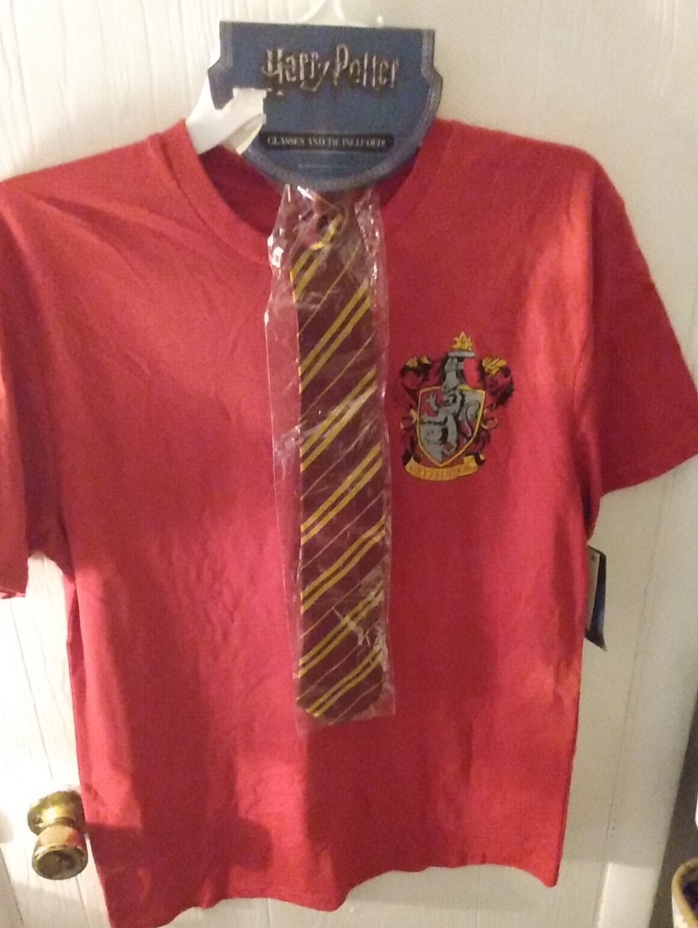 Warner Bros. Red Gryffindor Crest Kids Tee with Striped Tie, Harry Potter